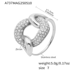 18K Gold-Plated Interlocking Cubic Zirconia Open Ring