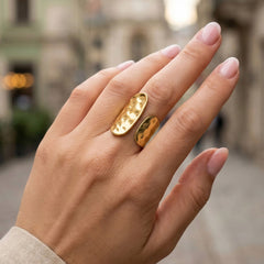 Hammered Shell-Pearl-Look Ring Collection