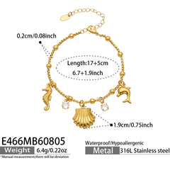 Hammered Heart & Ocean Charm Bracelets