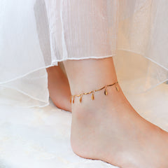 Gold-Tone Leaf Charm Anklet