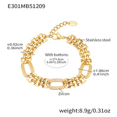 18K Gold-Plated Cubic Zirconia Oval-Link Bracelet