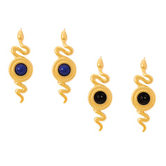 Snake-Shaped Round Stone Drop Earrings