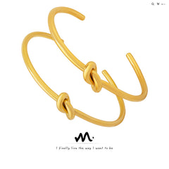 18K Gold-Plated Knotted Open Cuff Bracelet