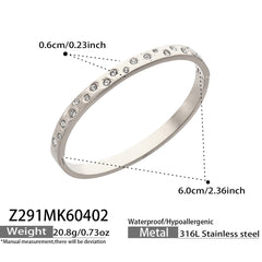 Cubic Zirconia Stainless Steel Bangle Bracelets