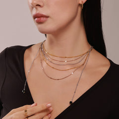 Gold-Tone Layered Stone Tassel Necklace