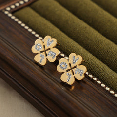 Clover Stone-Accent Stud Earrings