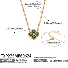 Color Four-Petal Cubic Zirconia Necklace and Earrings