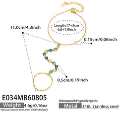Colorful Cubic Zirconia Hand Chain Bracelet