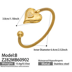 Cubic Zirconia Heart Pendant Necklace & Cuff