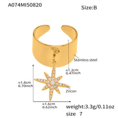 Cubic Zirconia Star Charm Open Rings