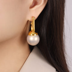 Gold-Tone Round Bead Drop Earrings