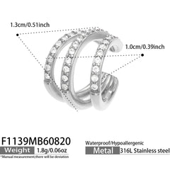 Triple-Line Cubic Zirconia Ear Cuff - Single