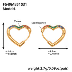 18K Gold-Plated Heart Cubic Zirconia Hoop Earrings