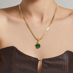 18K Gold-Plated Leaf Pendant Snake Chain Necklaces