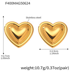 Sculptural Heart or Crescent Drop Earrings