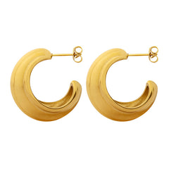 18K Gold-Plated Polished Crescent Hoop Earrings