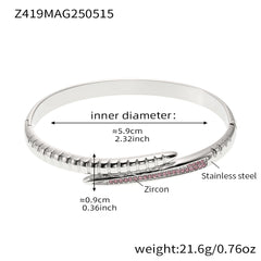 Open Cubic Zirconia Accent Bangle Bracelet