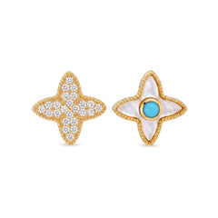 Marielle Vintage-Inspired Turquoise Clover Stud Earrings