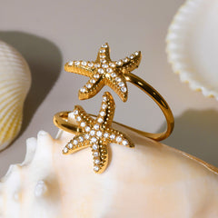 Ocean Motif Cubic Zirconia Open Ring Designs