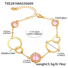Round Colored Glass Link Bracelet