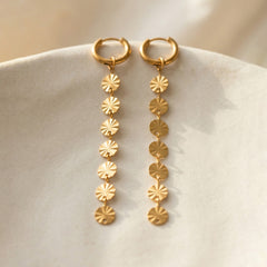 Textured Disc Long Drop Earrings
