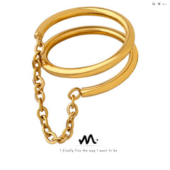 18K Gold-Plated Double-Band Chain Ring