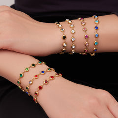 Color Cubic Zirconia Round Station Jewelry