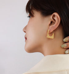 Geometric Square Open-Hoop Earrings
