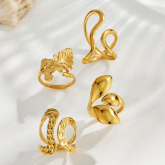 18K Gold-Plated Sculptural Open Ring Collection