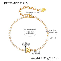 Cubic Zirconia Initial Chain Bracelet