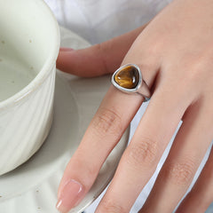 Rose Quartz & Tiger Eye Stainless Steel Rings