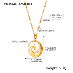 18K Gold-Plated Shell Phoenix Pendant Necklace