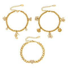 18K Gold-Plated Ocean Charm Bead Bracelets