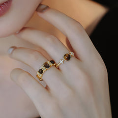 Nadine Tiger-Eye Twisted Adjustable Ring