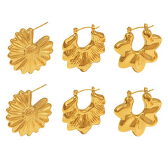 18K Gold-Plated Sculptural Flower Hoop Earrings