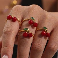 Cherry Resin Accent Open Ring