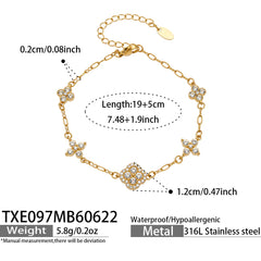Cubic Zirconia Clover Necklace & Bracelet