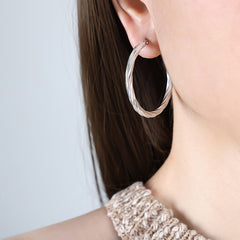 Rounded Statement Stainless Steel Hoop Earrings