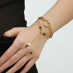 18K Gold-Plated Heart Bracelet or Hand Chain