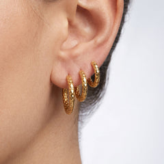 Textured Stainless Steel Hoop Earrings