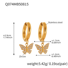 Cubic Zirconia Butterfly Charm Earrings