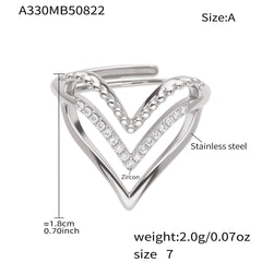 Cubic Zirconia Geometric Open Ring
