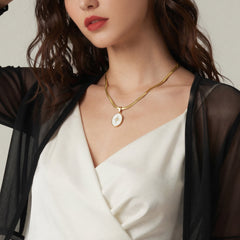 18K Gold-Plated Starburst Enamel Herringbone Necklace