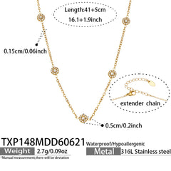 18K Gold-Plated Color Cubic Zirconia Station Jewelry