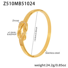 18K Gold-Plated Knot Detail Bangle Bracelet