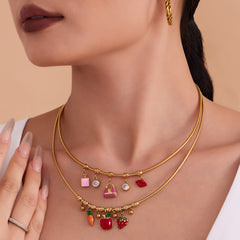 18K Gold-Plated Fruit Enamel Charm Necklace Designs