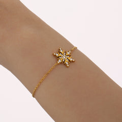 18K Gold-Plated Sparkling Snowflake Chain Bracelet