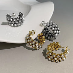 Camille Vintage-Inspired Pearl Hoop Earrings