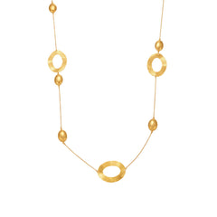 Gold-Tone Hammered Oval Station Necklace