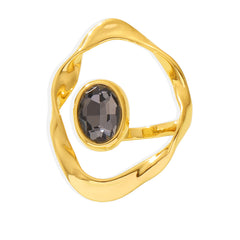 Faceted Czech Glass Sculptural Open Ring